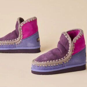 MOU Eskimo 18 Color Block Sheepskin Boot in Purple & Pink EUR 37/US 6 NWT!
